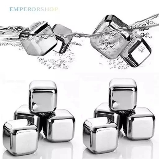 قالب یخ استیل خنک کننده نوشیدنی ضدزنگ و دارای ماده مخصوص خنک کننده 8 عددی با انبر مخصوص یخ فلزی دائمی