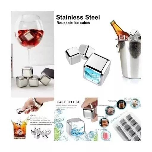 قالب یخ استیل خنک کننده نوشیدنی ضدزنگ و دارای ماده مخصوص خنک کننده 8 عددی با انبر مخصوص یخ فلزی دائمی