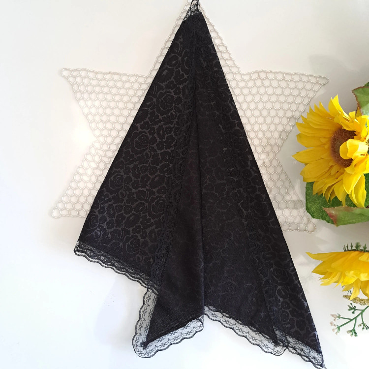 مینی اسکارف سه گوش نخی مشکی و قهوه ای طرح رز و پلنگی ابعاد مختلف زنانه و دخترانه
