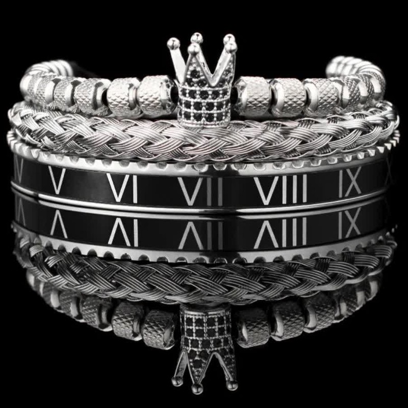 دستبند مردانه گالری گوهرسنگ مدل 3PCS مجموعه سه عددی