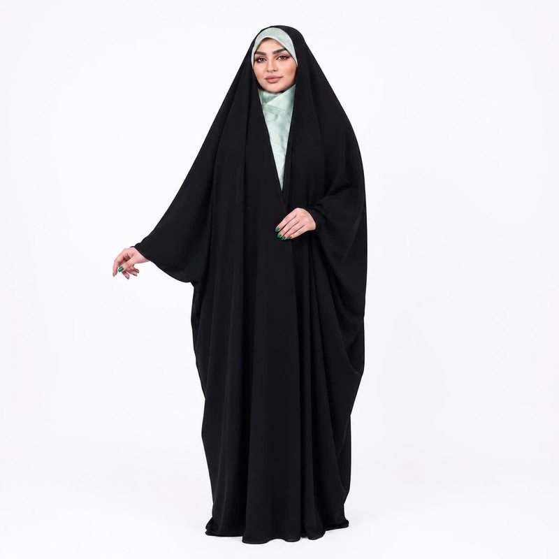 چادر عربی کرپ حریراسود زنانه طرح ساده