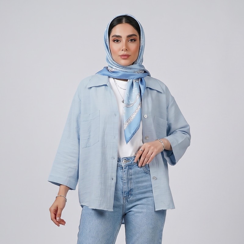 کراپ شومیز آستین سه ربع یقه برگردان زنانه هایکا مدل کادنزا