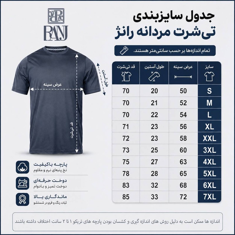 تی شرت آستین کوتاه مردانه رانژ مدل 25RA28D09M-2820-01