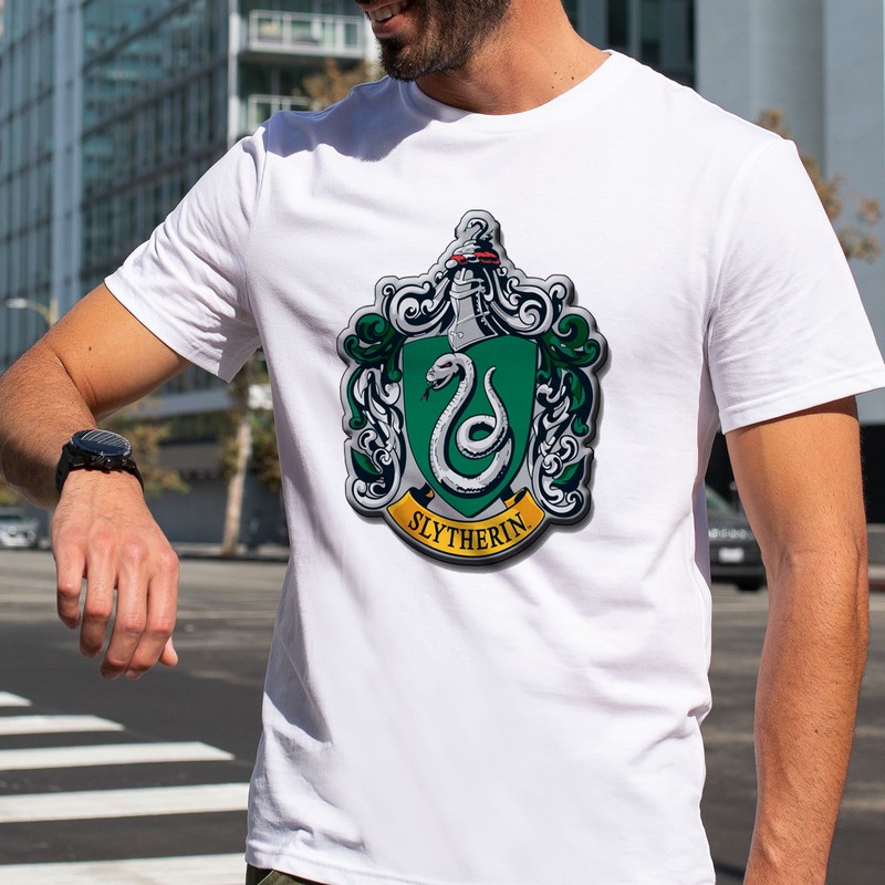 تی شرت آستین کوتاه مردانه هومرو مدل TW245 طرح هری پاتر اسلیترین