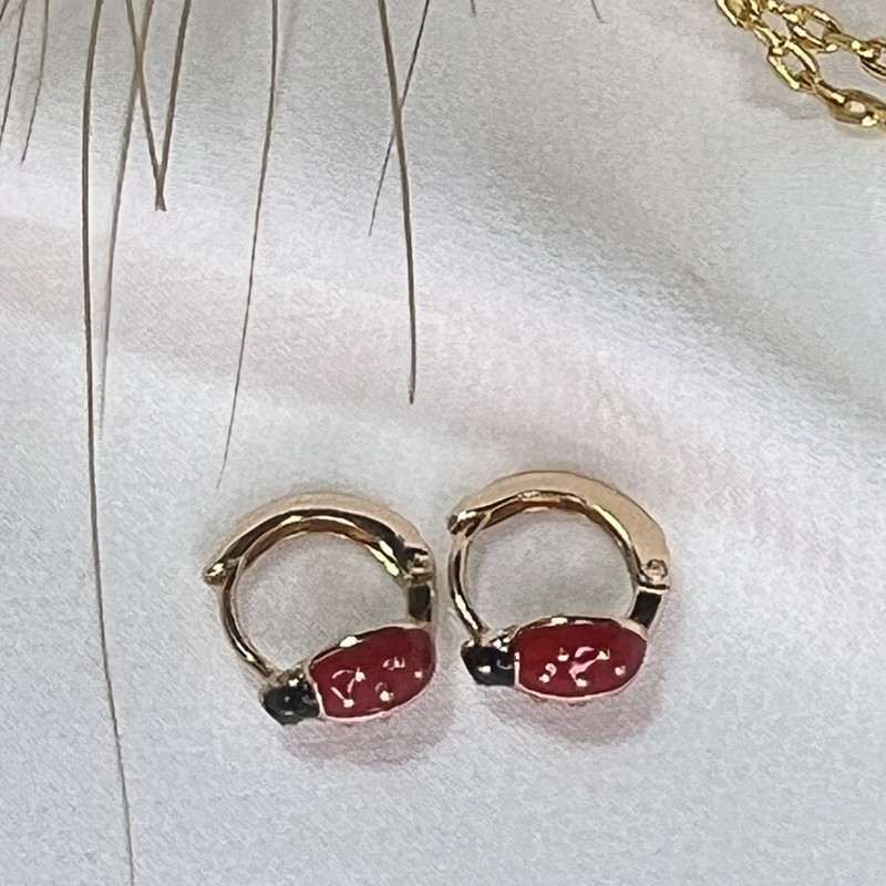 گوشواره حلقه ای زنانه ژوپینگ مدل کفشدوزک bah013