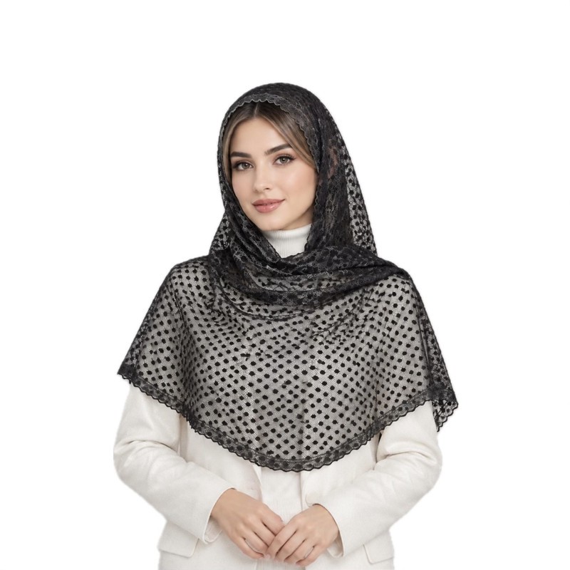 شال زنانه تور طرح خال خالی مدل E500