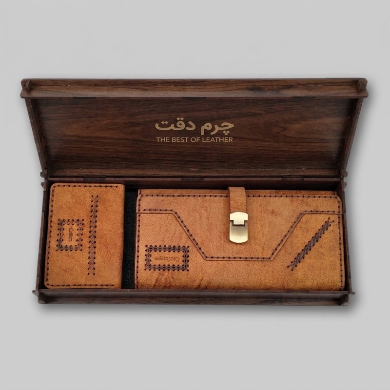 ست هدیه چرم دقت مدل چرم طبیعی بزی کد Sch-set6