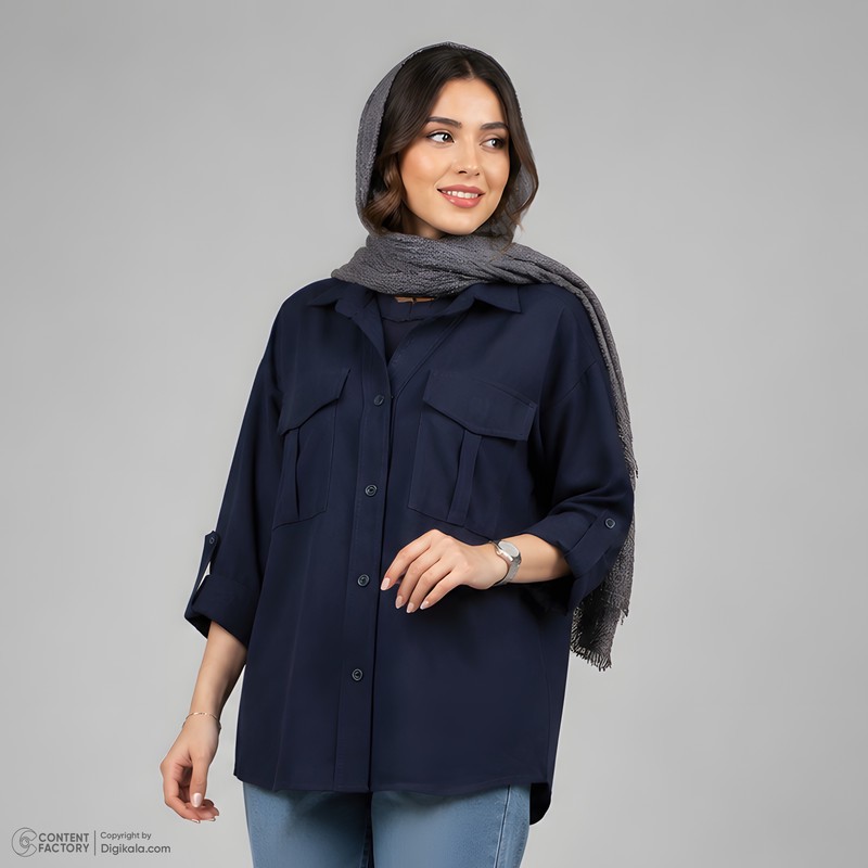 شومیز آستین بلند یقه برگردان زنانه السانا مدل نگارین کد 2575