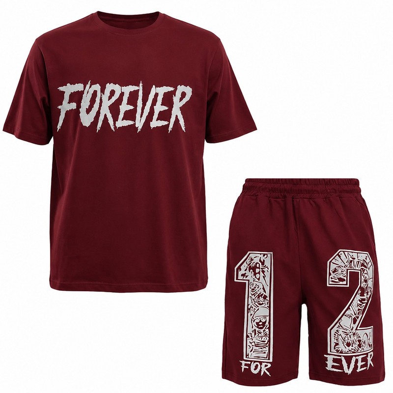 ست تی شرت آستین کوتاه و شلوارک راحتی مردانه مدل FOREVER