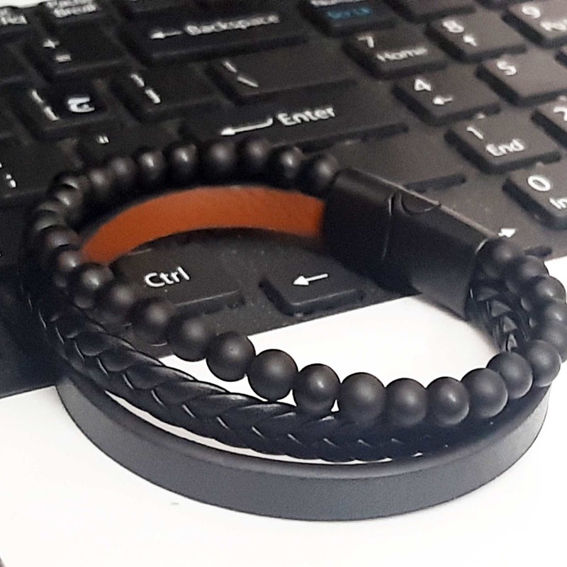 دستبند مردانه مدل گابریل چرم طبیعی کد 9999