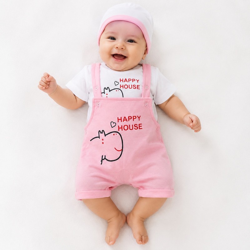 ست 3 تکه لباس راحتی نوزادی مدل Happy کد M44