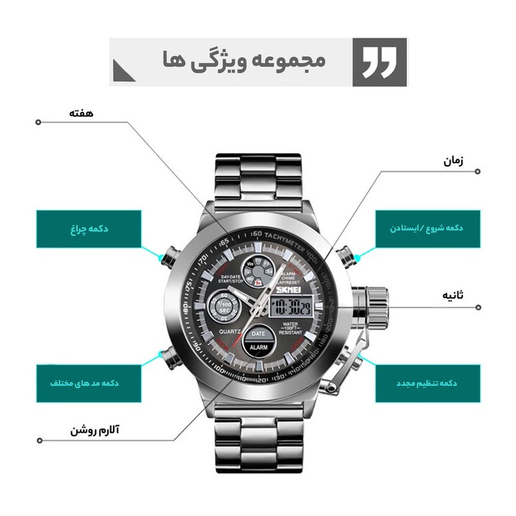 ساعت مچی عقربه ای مردانه اسکمی مدل 1515S-NP