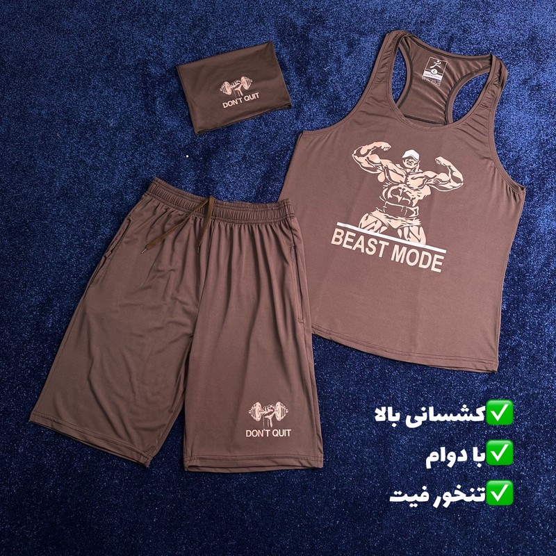 ست 3 تکه لباس ورزشی مردانه مدل Beast mode کد 1873