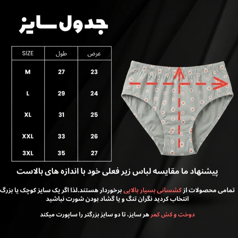 شورت زنانه نخ پنبه مدل پریمیوم فاق دولایه و ضد حساسیت مجموعه ۶ عددی کد ۱۱۰۲