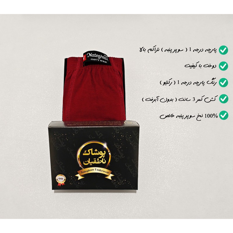 شورت مردانه پوشاک ناطقیان مدل پادار سوپر نخ پنبه کد 26