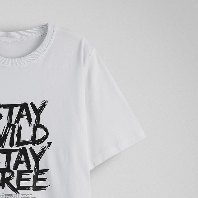 تیشرت آستین کوتاه یقه گرد مردانه دیلمانا مدل Stay Wild Stay Free