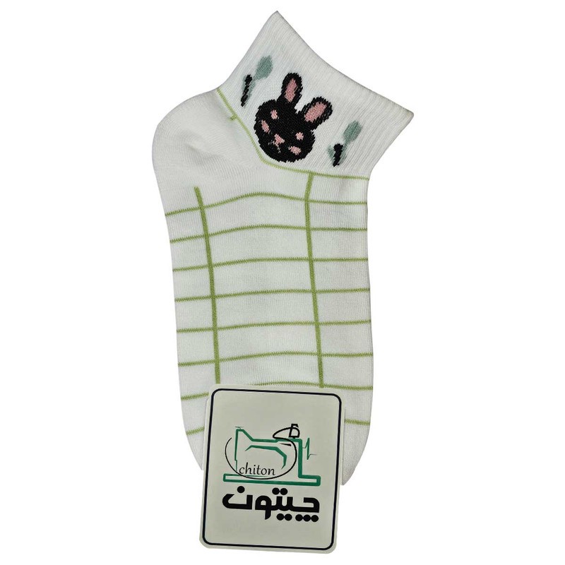 جوراب ساق کوتاه زنانه چیتون مدل گلدار نخی بسته 4 عددی