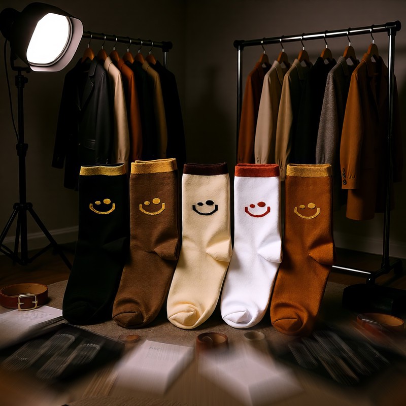جوراب ساق بلند زنانه کیاکت مدل Happy face بسته 5 عددی