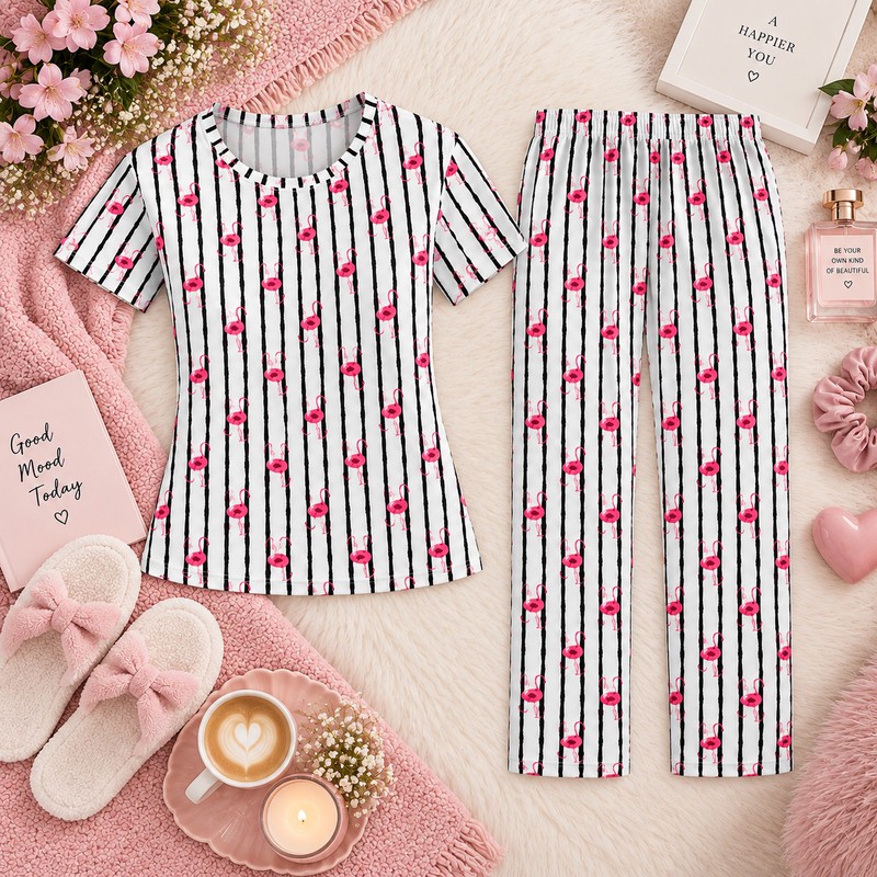 ست تی شرت آستین کوتاه و شلوار راحتی زنانه مدل آدخت کد 191