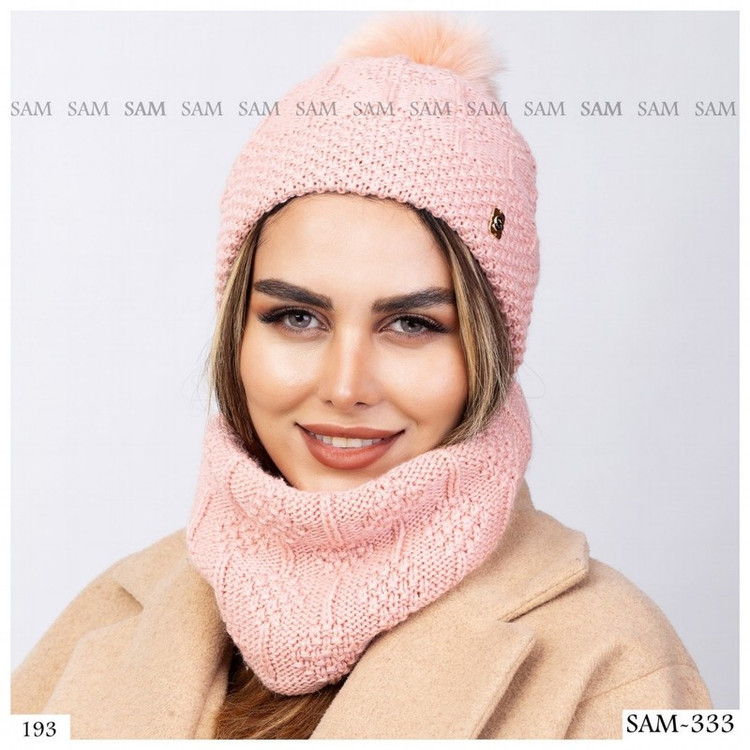 ست بافتنی کلاه و شال گردن سام مدل 009