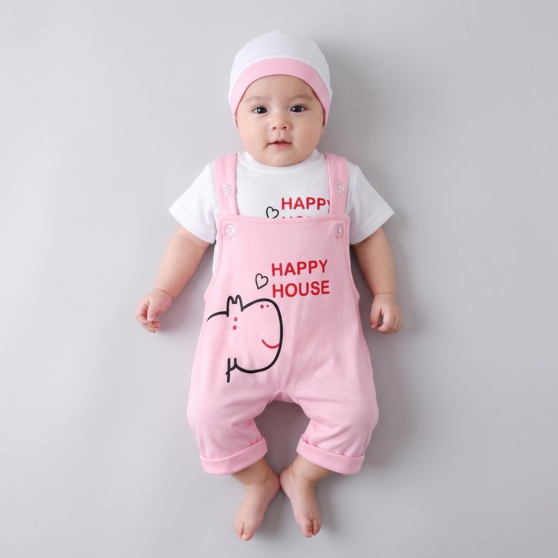 ست 3 تکه لباس راحتی نوزادی مدل Happy کد M44