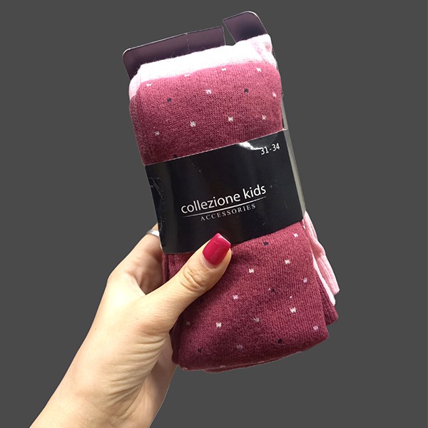 جوراب شلواری دخترانه کولزیون مدل PINK مجموعه 2 عددی