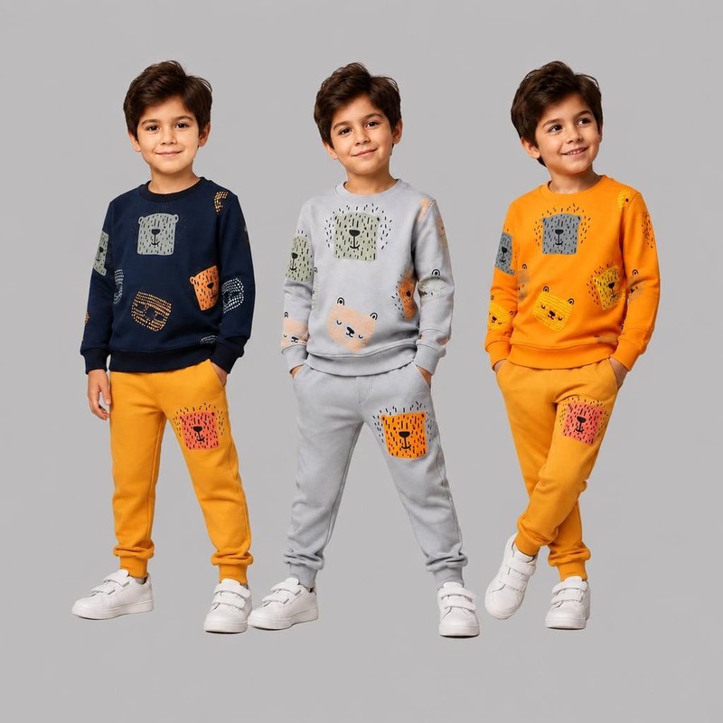 ست سویشرت و شلوار راحتی بچگانه مدل خرس نقطه ای