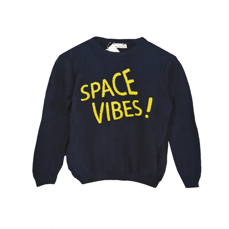 پلیور یقه گرد پسرانه کولزیون مدل برجسته SPACE VIBES
