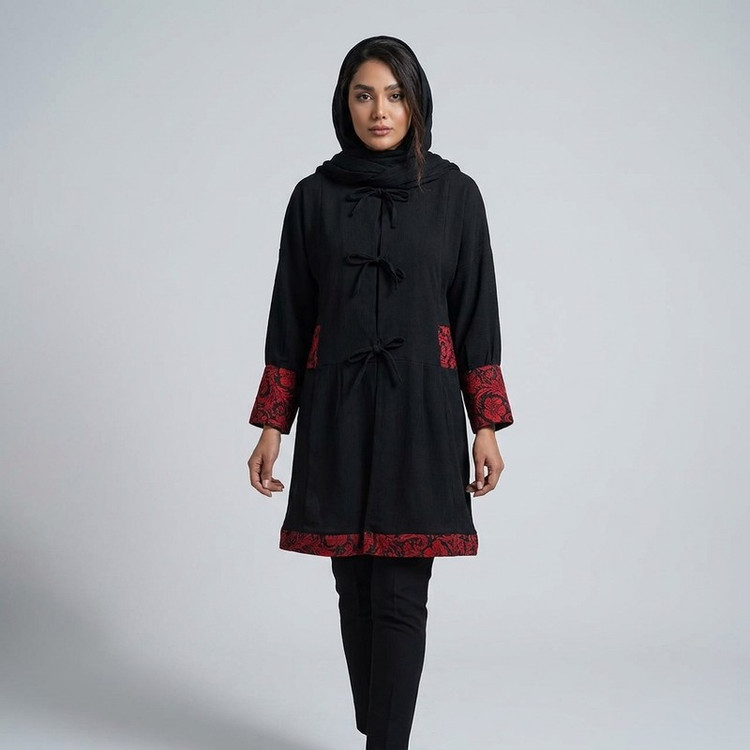 مانتو زنانه مدل عروسکی کیمانو تافته کد tm-2774