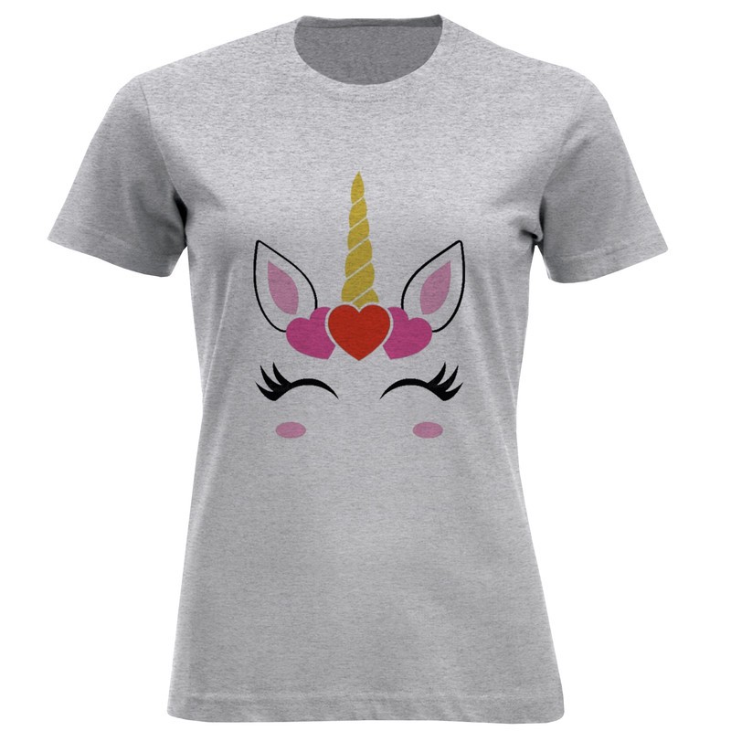 تیشرت آستین کوتاه زنانه طرح تک شاخ کد F334