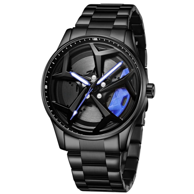 ساعت مچی عقربهای مردانه کوارتز مدل صفحه رینگ چرخان بند فلزی کد 1.5