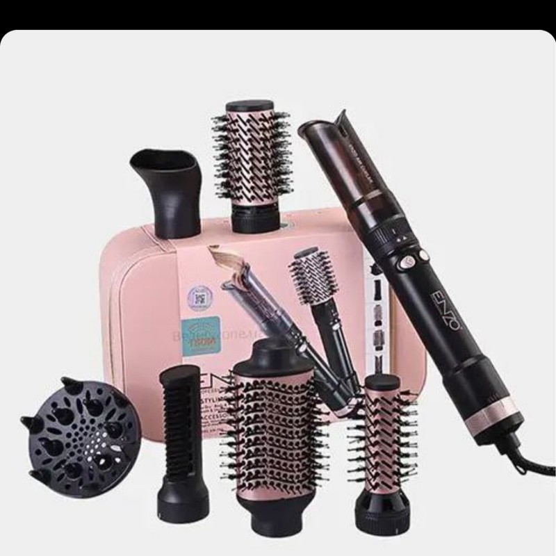 سشوار برسدار چرخشی انزو پروفیشینال مدل EN-760 7in1 با توان 1500 وات، موتور DC براشلس، تنظیمات دما و سرعت دو حالته، تک...