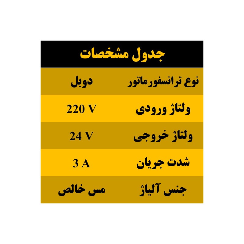 ترانس 24 ولت دوبل AC مدل 3Ampere
