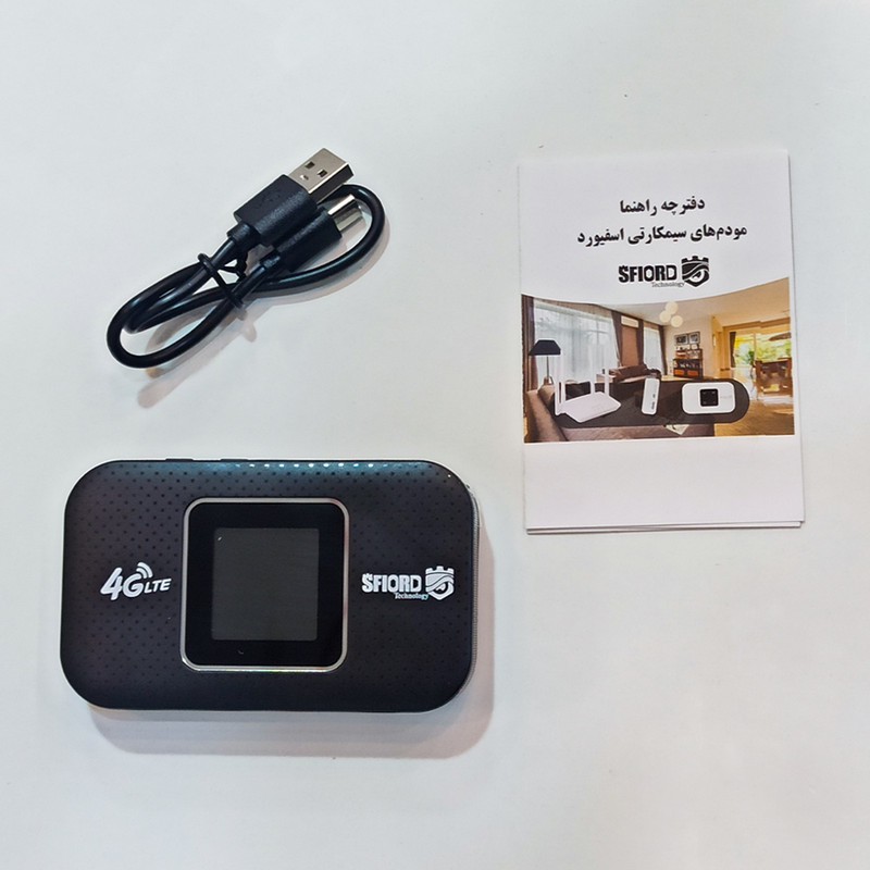 مودم 4G LTE قابل حمل اسفیورد مدل M750 با باتری 3000 میلیآمپرساعت، پشتیبانی از 10 کاربر همزمان، نمایشگر رنگی دیجیتال، ...