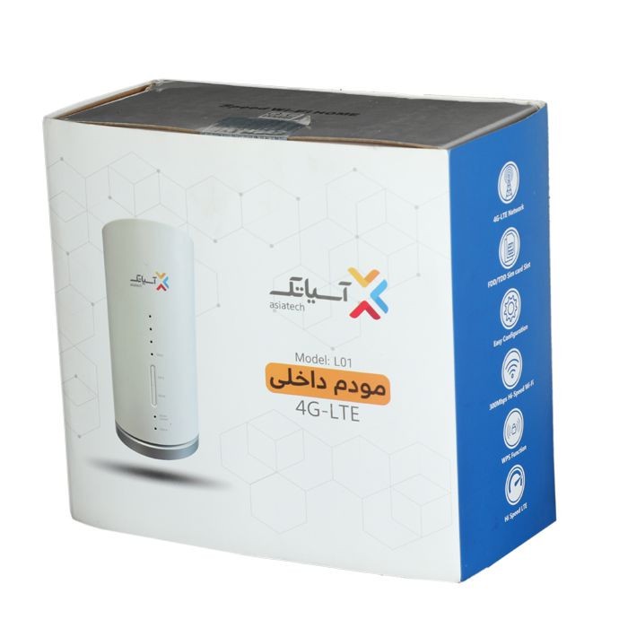 مودم 4G LTE آسیاتک مدل L 01 با تجمیع فرکانسی، وایفای دو بانده IEEE 802.11ac/n، پشتیبانی همزمان از 42 کاربر، پورت گیگا...