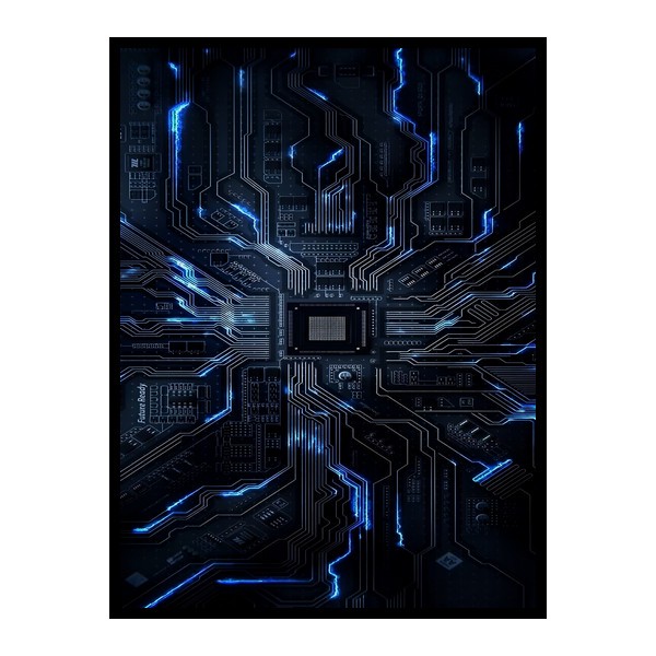 تابلو نوری بکلیت طرح فناوری و تکنولوژی برد الکترونیکی CPU پردازنده کامپیوتر مدل B-bu7366 فریم مشکی