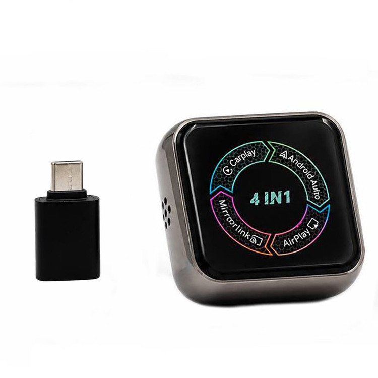 دانگل وایرلس کارپلی و اندروید اتو و میرور لینک و ایر پلی مدل 4in1 به همراه مبدل USB به USB-C