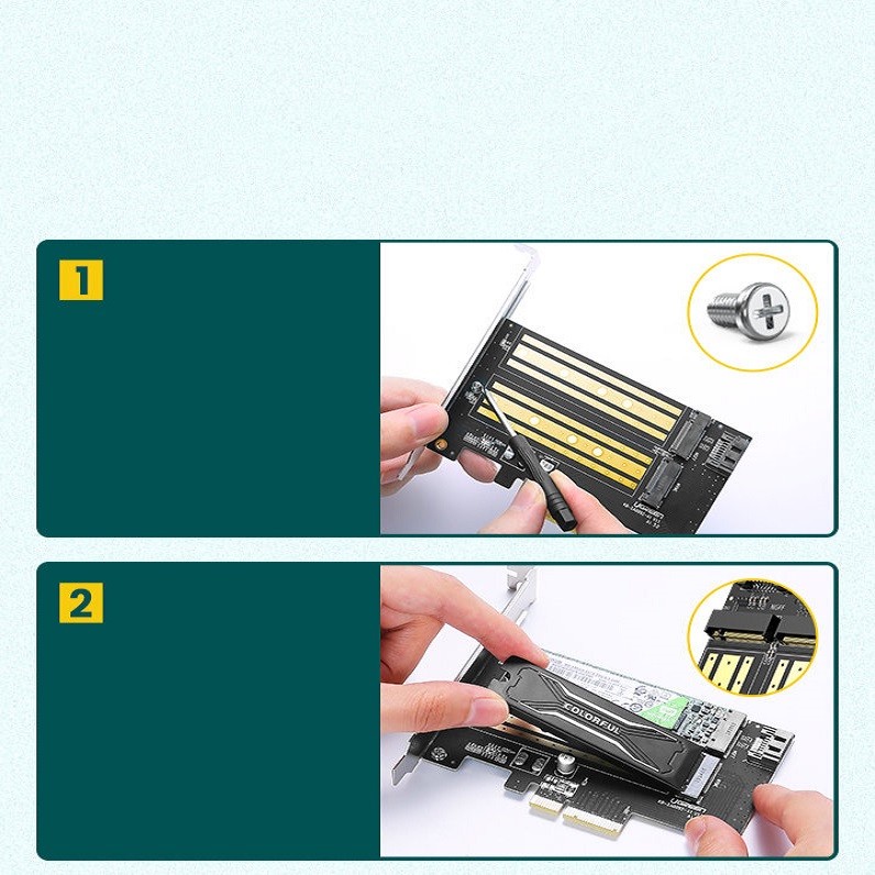 مبدل M.2 M-Key+M.2 B-Key به PCle 3.0 4X یوگرین مدل CM302-70504