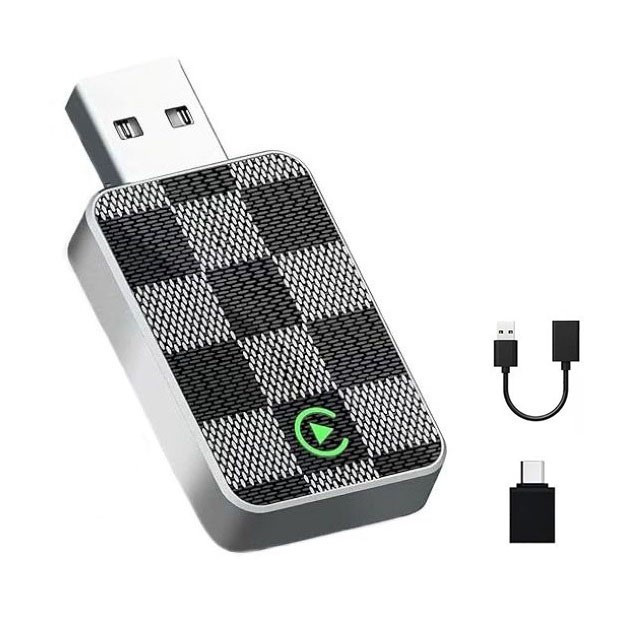 کارپلی و اندروید اتو مدل Wireless CarPlay/Android Auto به همراه مبدل USB به USB-C و کابل افزایش طول USB