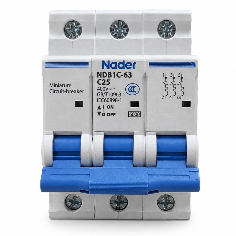 فیوز مینیاتوری سه پل 25 آمپر نادر مدل NDB1C-63 C25