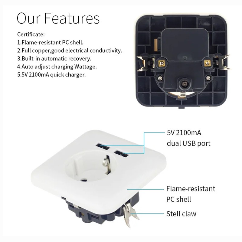 پریز برق مدل شارژر دار USB تارا مجموعه 4 عددی