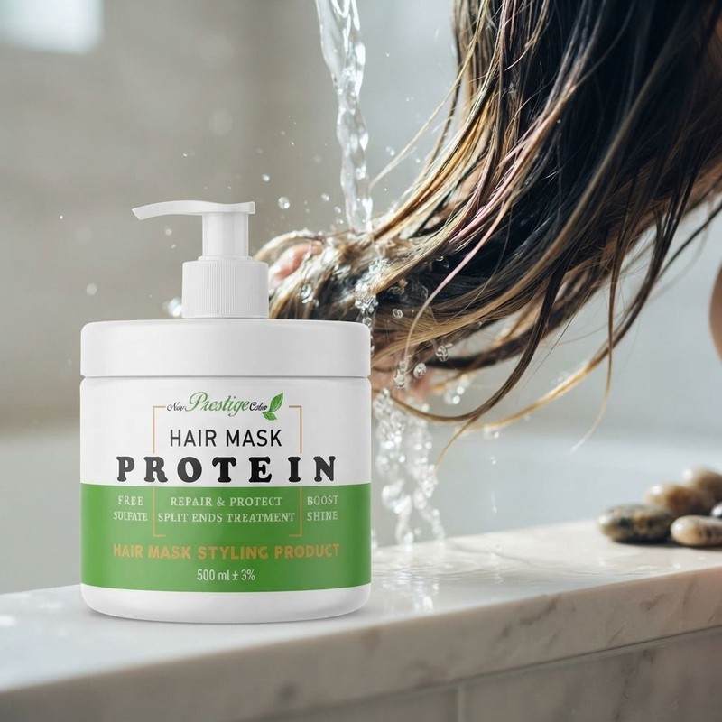 ماسک مو ترمیم کننده نیو پرستیژ کالر مدل Protein مناسب برای انواع مو حجم 500 میلی لیتر