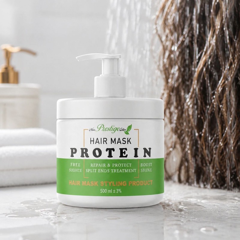ماسک مو ترمیم کننده نیو پرستیژ کالر مدل Protein مناسب برای انواع مو حجم 500 میلی لیتر