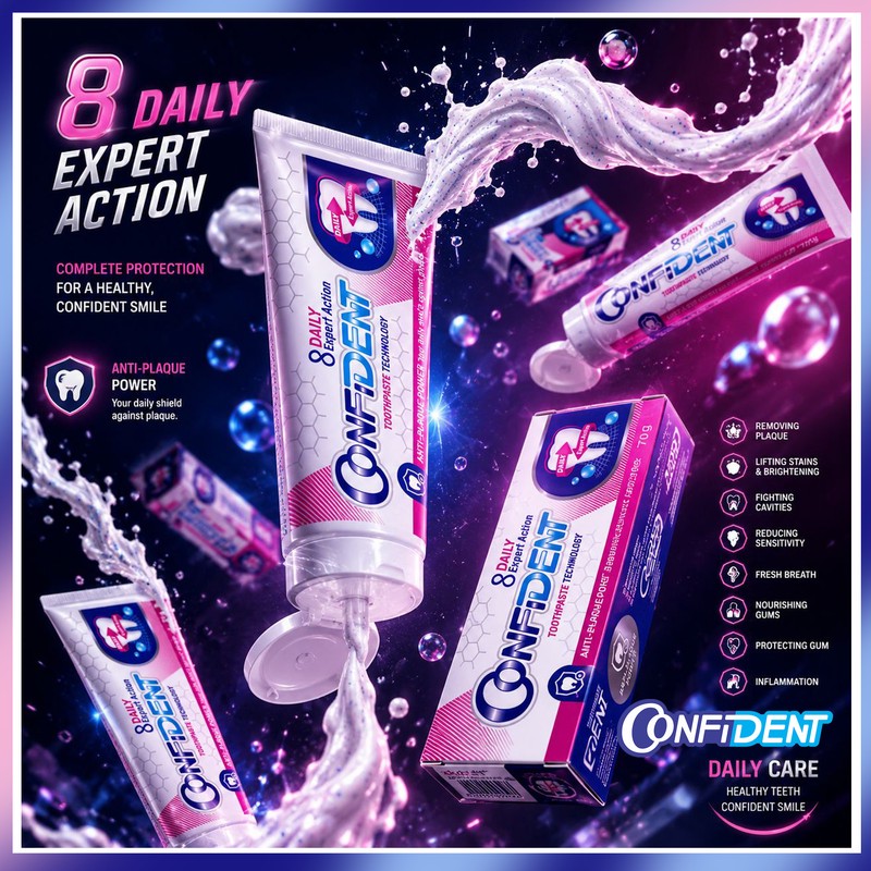 خمیر دندان محافظت از مینای دندان کانفیدنت مدل 8 کاره برگ آلوئه ورا مناسب برای انواع دندان حجم 70 میلی لیتر مجموعه 3 عددی
