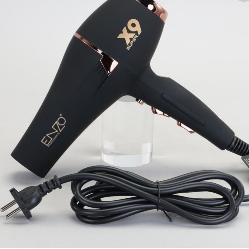 سشوار حرفهای انزو پروفیشینال مدل X9 با موتور AC 2800 وات، فناوری تولید یون، المنت سرامیکی، تنظیم دما و سرعت در 2 حالت...