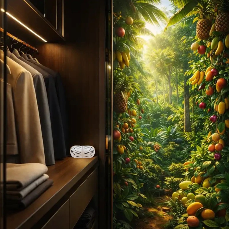 بوگیر و خوشبوکننده کمد لباس کوال ایکس مدل CLOSET TWIN ECOSYSTEM رایحه تروپیکال میوه های استوایی حجم 300 میلی لیتر بست...