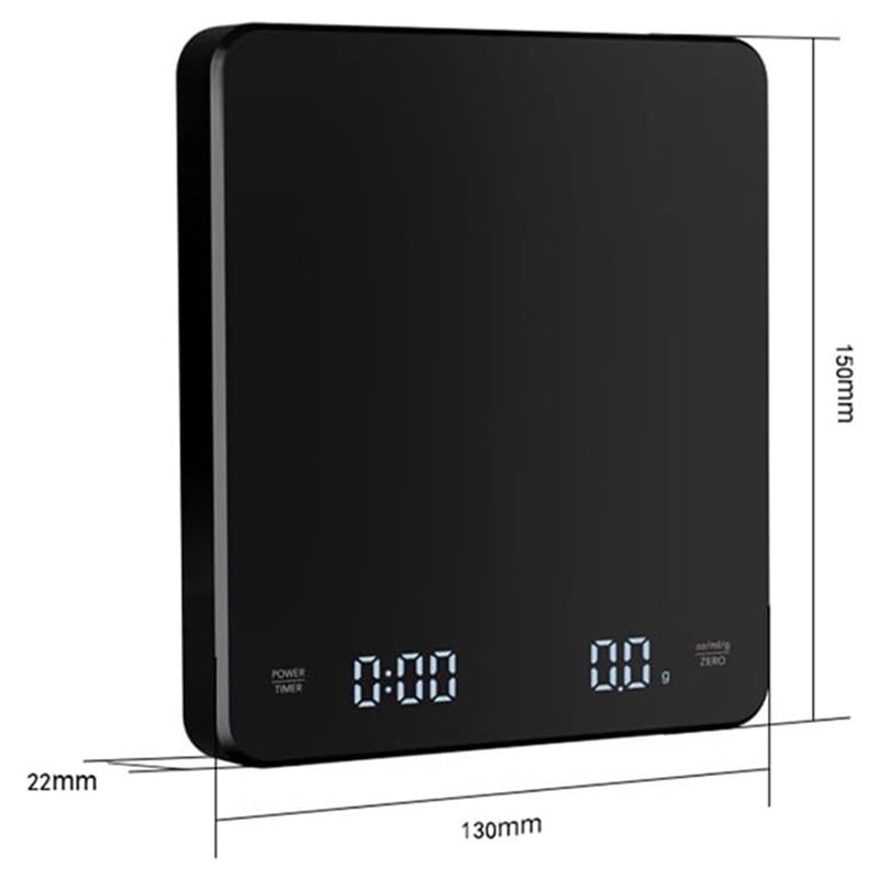 ترازو آشپزخانه دیجیتال مدل تایمردار coffee scale حداکثر ظرفیت قابل اندازهگیری 3 کیلوگرم با دقت اندازهگیری 0.1 گرم