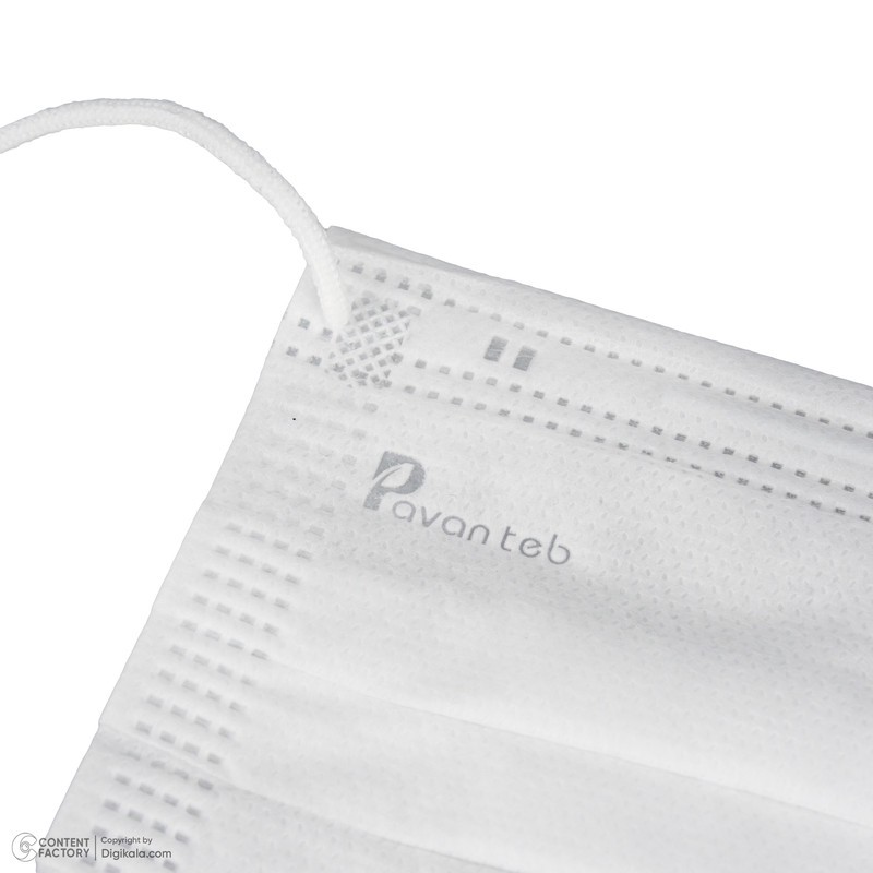 ماسک تنفسی پاوان طب مدل سه لایه پزشکی کد 001 بسته 40 عددی