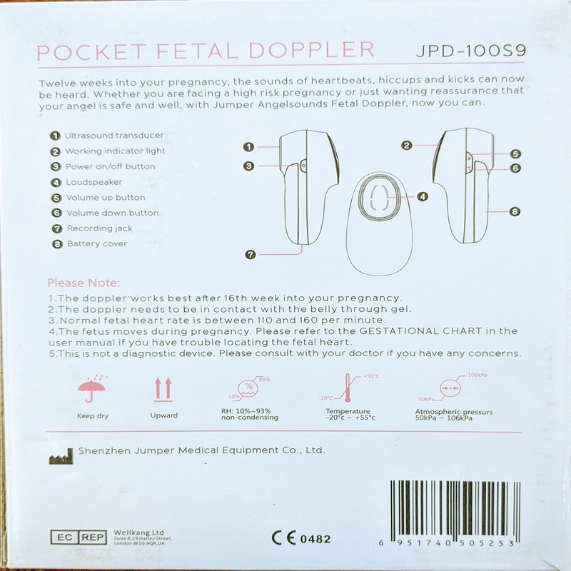دستگاه شنود و ضبط صدای قلب جنین جامپر مدل AngelSounds JPD-100S9