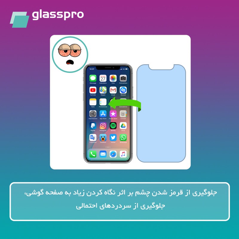 محافظ صفحه نمایش ضد اشعه آبی گلس پرو مدل Eye Care مناسب برای گوشی موبایل اچ ام دی Pulse Plus